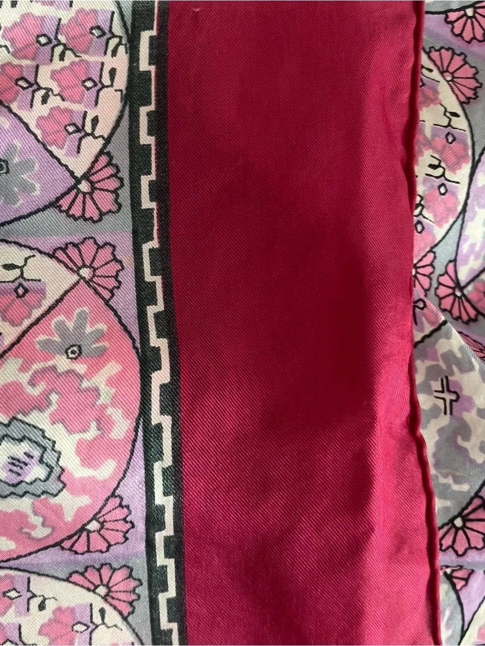 Silk Floral Pink & Magenta Woman’s Square Scarf, Geometric